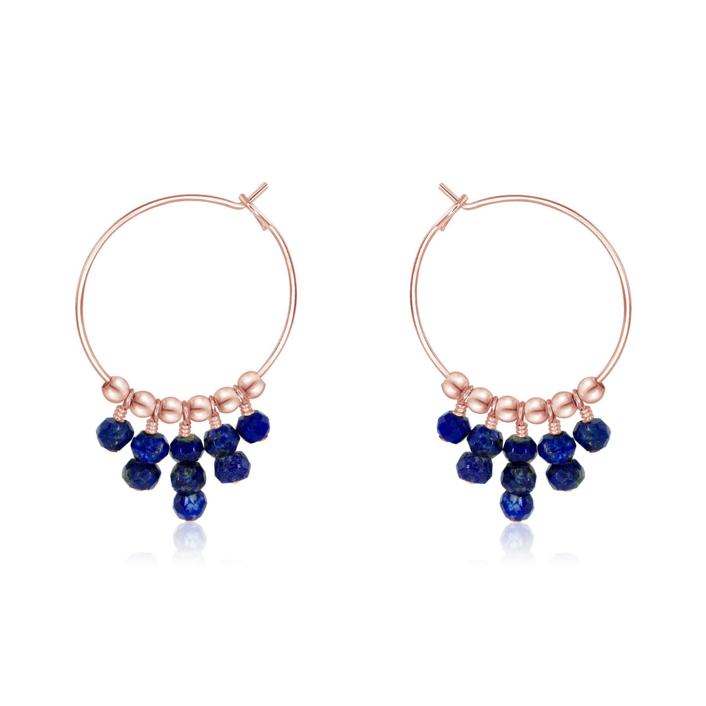 Lapis Lazuli Statement Hoop Earrings - Lapis Lazuli Statement Hoop Earrings - 14k Rose Gold Fill - Luna Tide Handmade Crystal Jewellery