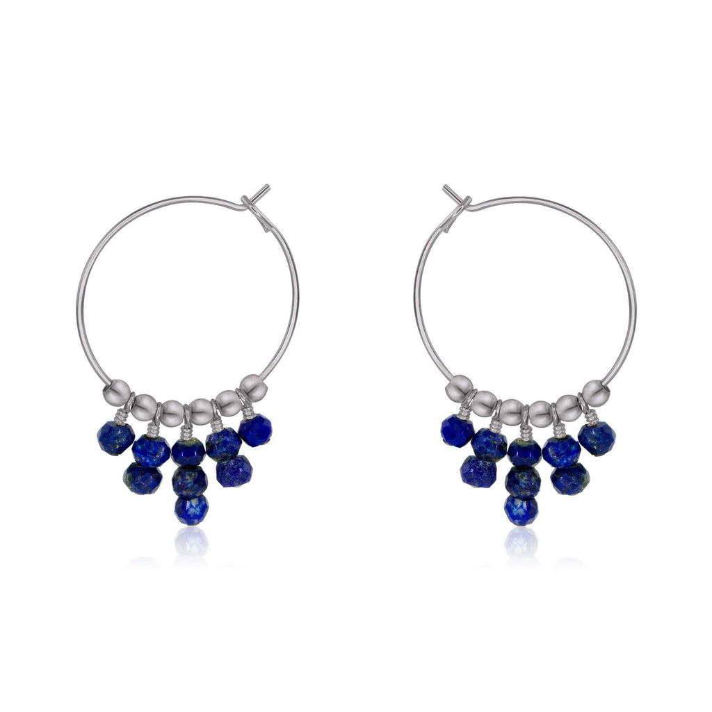 Lapis Lazuli Statement Hoop Earrings - Lapis Lazuli Statement Hoop Earrings - Stainless Steel - Luna Tide Handmade Crystal Jewellery