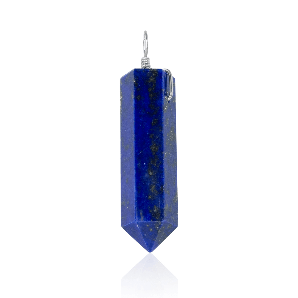 Large Lapis Lazuli Crystal Tower Point Generator Pendant - Large Lapis Lazuli Crystal Tower Point Generator Pendant - Sterling Silver - Luna Tide Handmade Crystal Jewellery