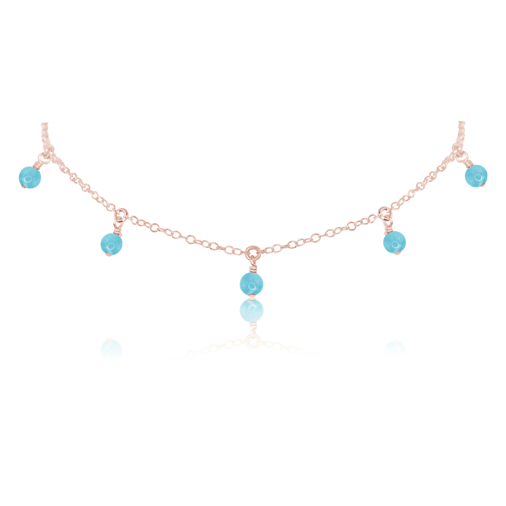 Larimar Bead Drop Choker - Larimar Bead Drop Choker - 14k Rose Gold Fill - Luna Tide Handmade Crystal Jewellery