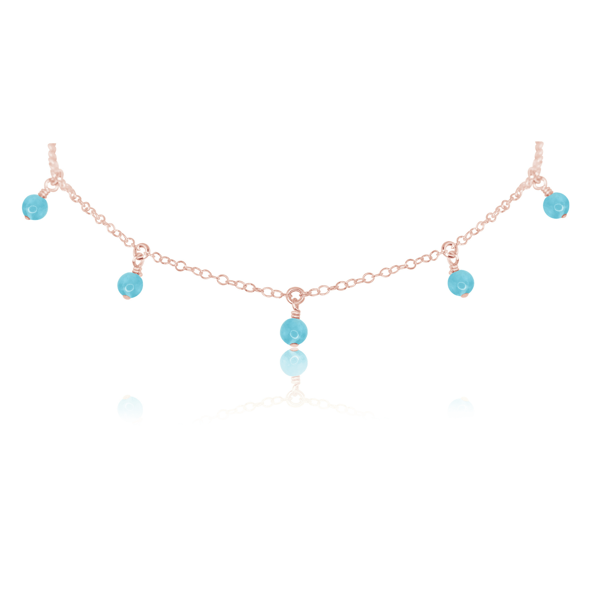 Larimar Bead Drop Choker - Larimar Bead Drop Choker - 14k Rose Gold Fill - Luna Tide Handmade Crystal Jewellery