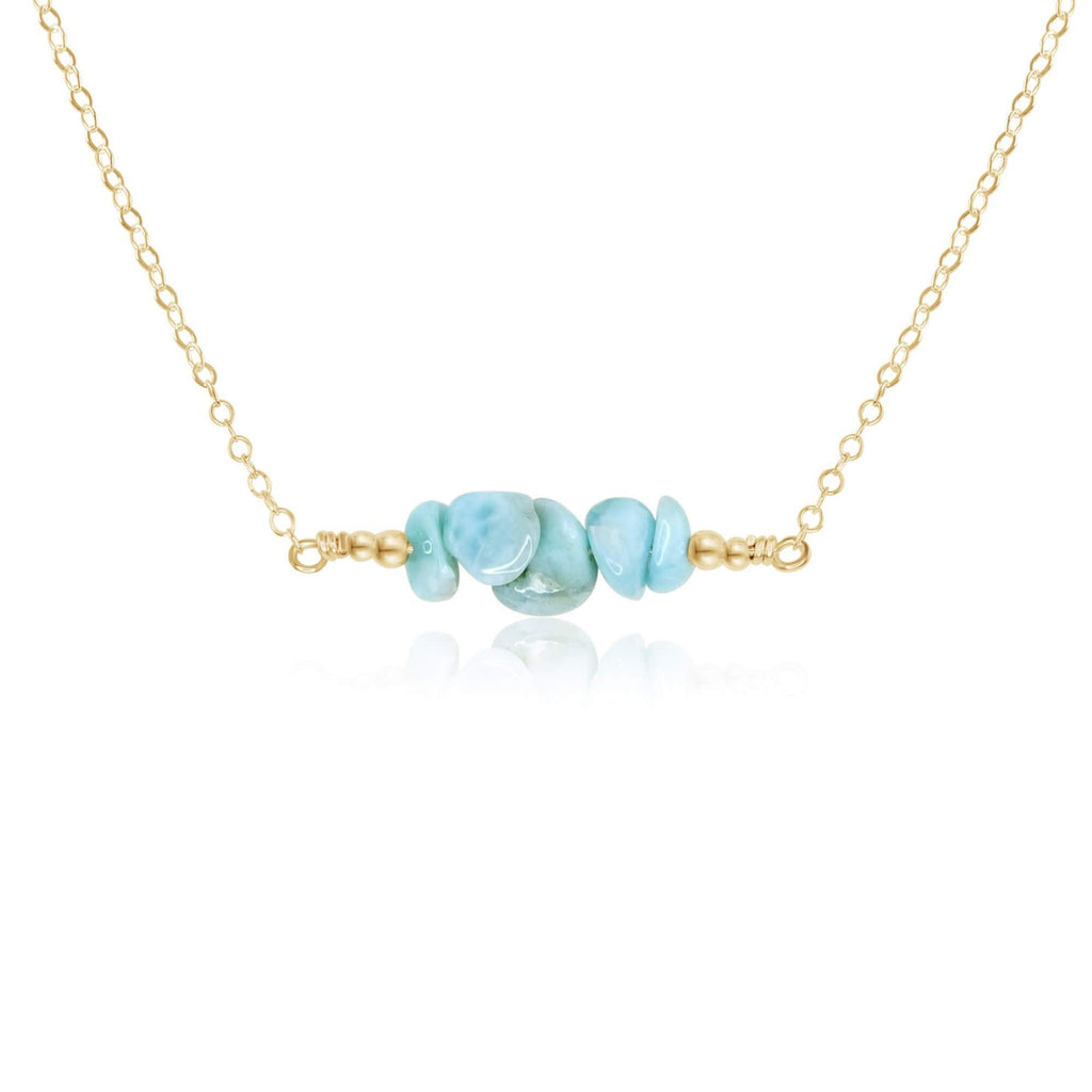 Larimar Chip Bead Bar Necklace - Larimar Chip Bead Bar Necklace - 14k Gold Fill - Luna Tide Handmade Crystal Jewellery