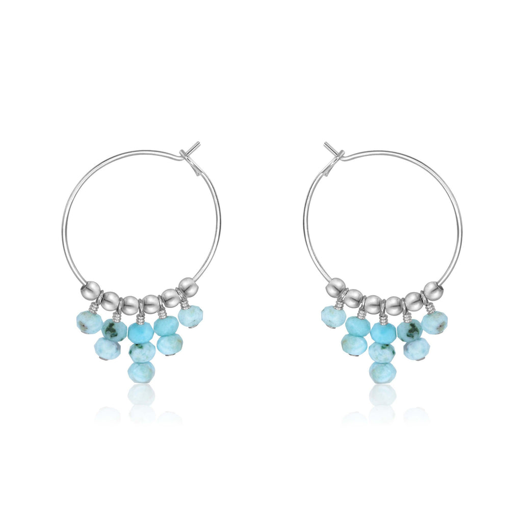 Larimar Statement Hoop Earrings - Larimar Statement Hoop Earrings - Sterling Silver - Luna Tide Handmade Crystal Jewellery