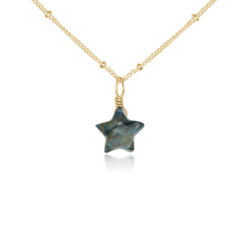 Little Labradorite Star Pendant Necklace - Little Labradorite Star Pendant Necklace - 14k Gold Fill / Satellite - Luna Tide Handmade Crystal Jewellery