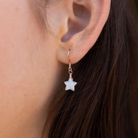 Little Rainbow Moonstone Star Dangle Drop Earrings - Little Rainbow Moonstone Star Dangle Drop Earrings - 14k Gold Fill - Luna Tide Handmade Crystal Jewellery