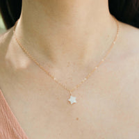 Little Rainbow Moonstone Star Pendant Necklace - Little Rainbow Moonstone Star Pendant Necklace - Sterling Silver / Cable - Luna Tide Handmade Crystal Jewellery