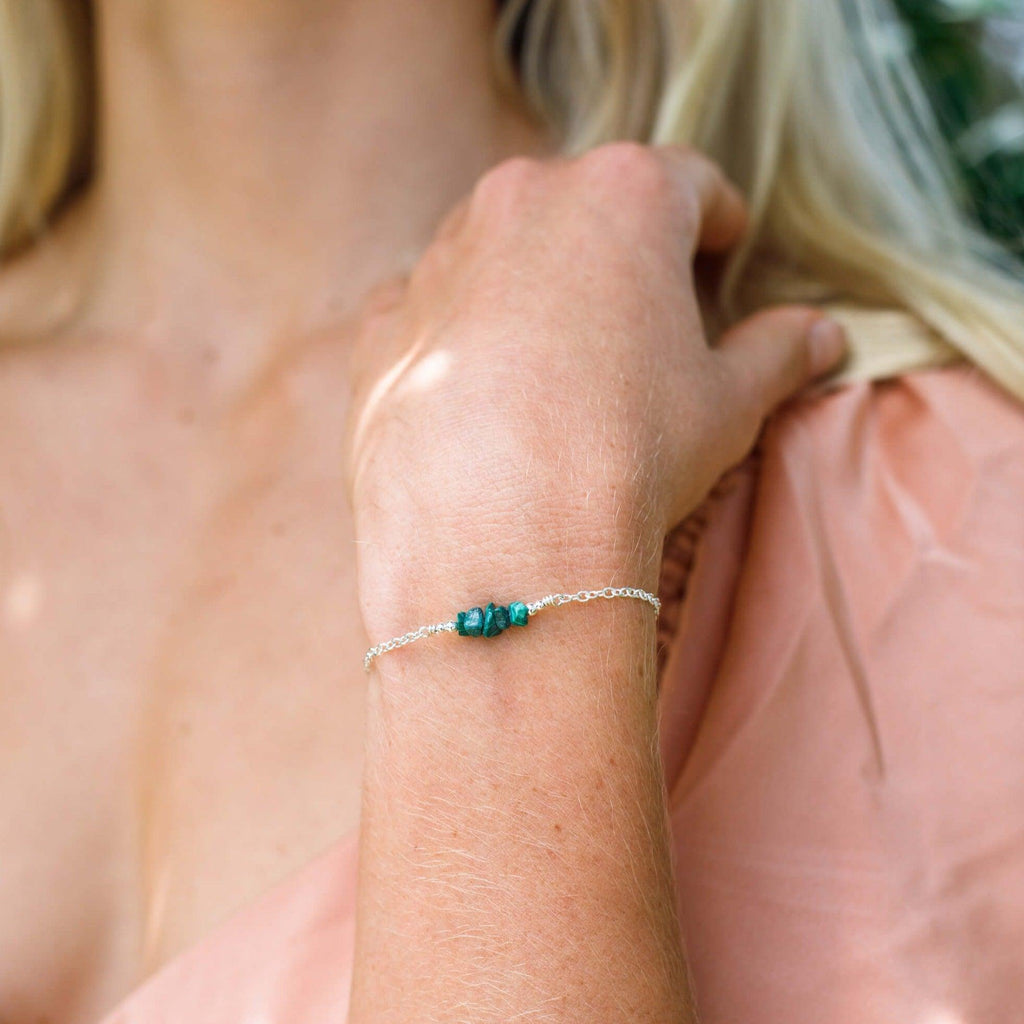 Malachite Chip Bead Bar Bracelet - Malachite Chip Bead Bar Bracelet - 14k Gold Fill - Luna Tide Handmade Crystal Jewellery