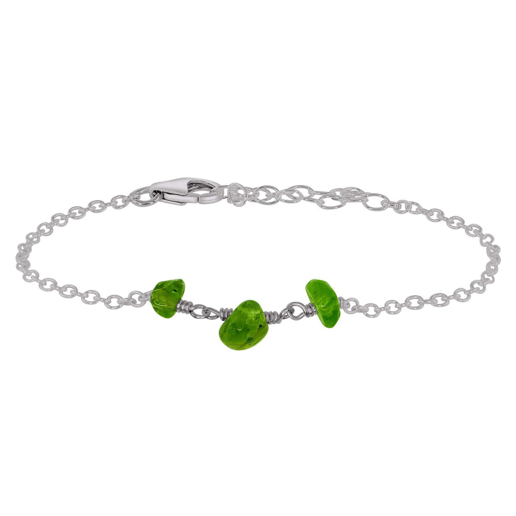 Peridot Beaded Chain Bracelet - Peridot Beaded Chain Bracelet - Stainless Steel - Luna Tide Handmade Crystal Jewellery