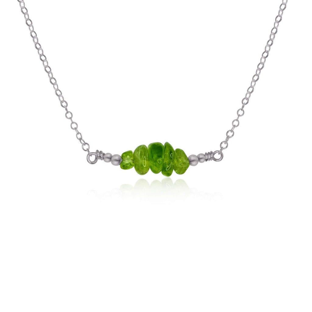 Peridot Chip Bead Bar Necklace - Peridot Chip Bead Bar Necklace - Stainless Steel - Luna Tide Handmade Crystal Jewellery