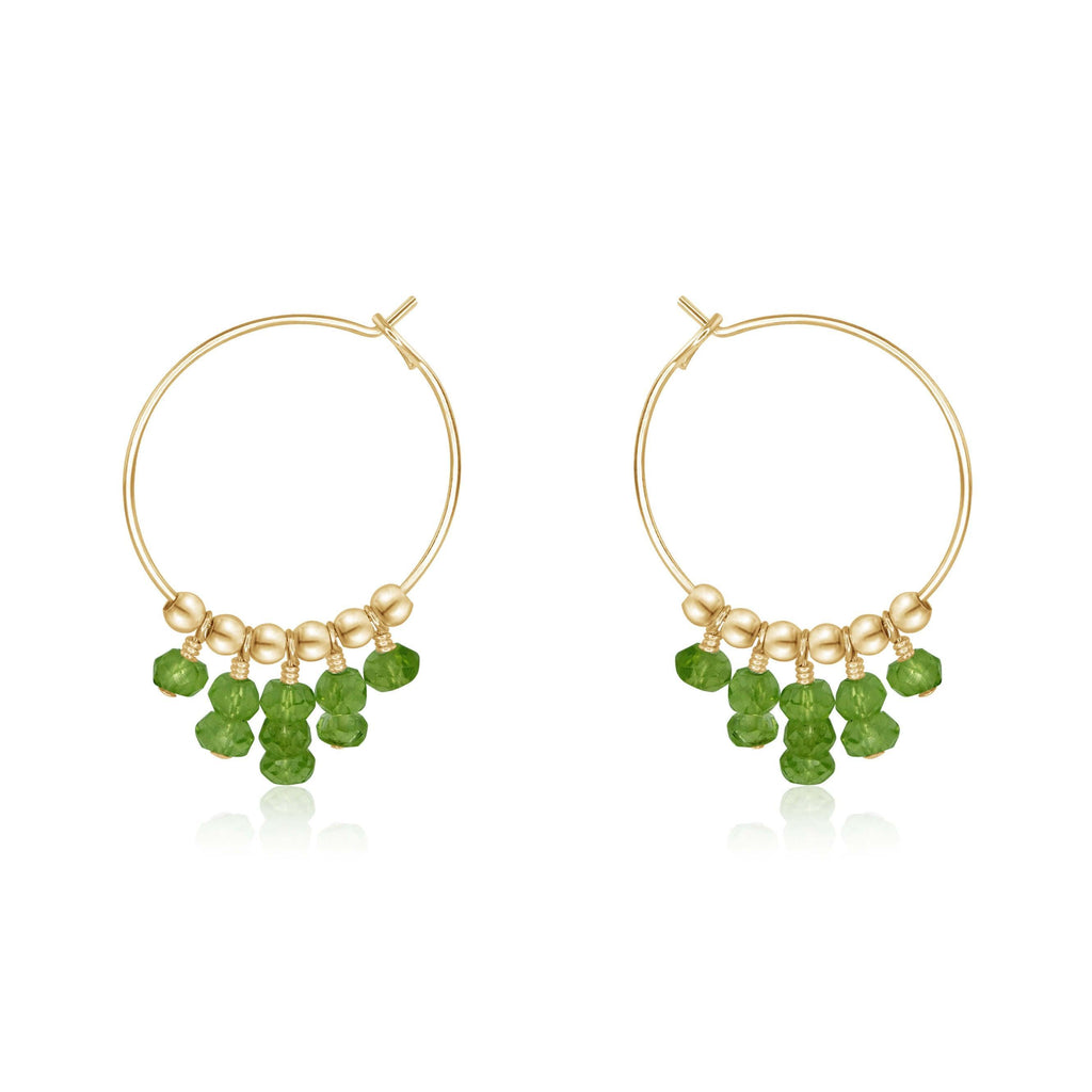 Peridot Statement Hoop Earrings - Peridot Statement Hoop Earrings - 14k Gold Fill - Luna Tide Handmade Crystal Jewellery
