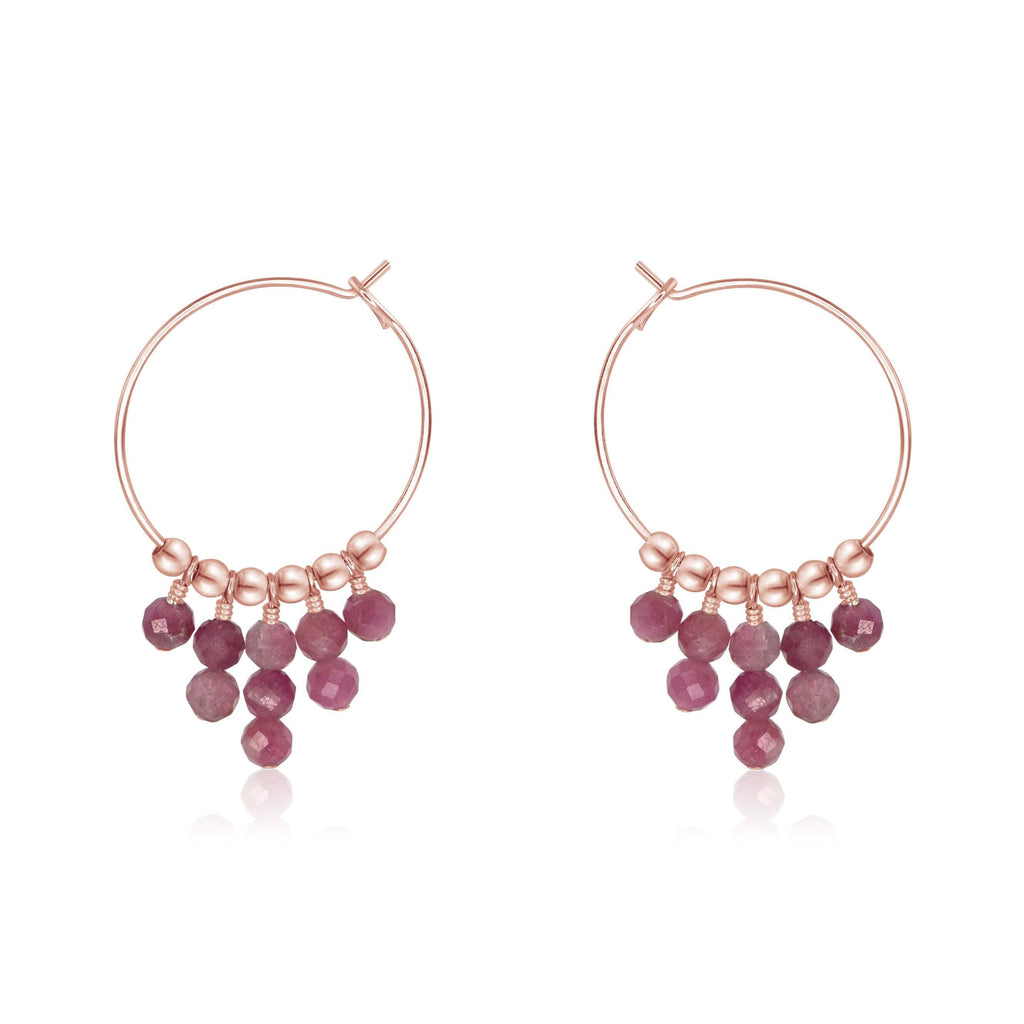 Pink Tourmaline Statement Hoop Earrings - Pink Tourmaline Statement Hoop Earrings - 14k Rose Gold Fill - Luna Tide Handmade Crystal Jewellery