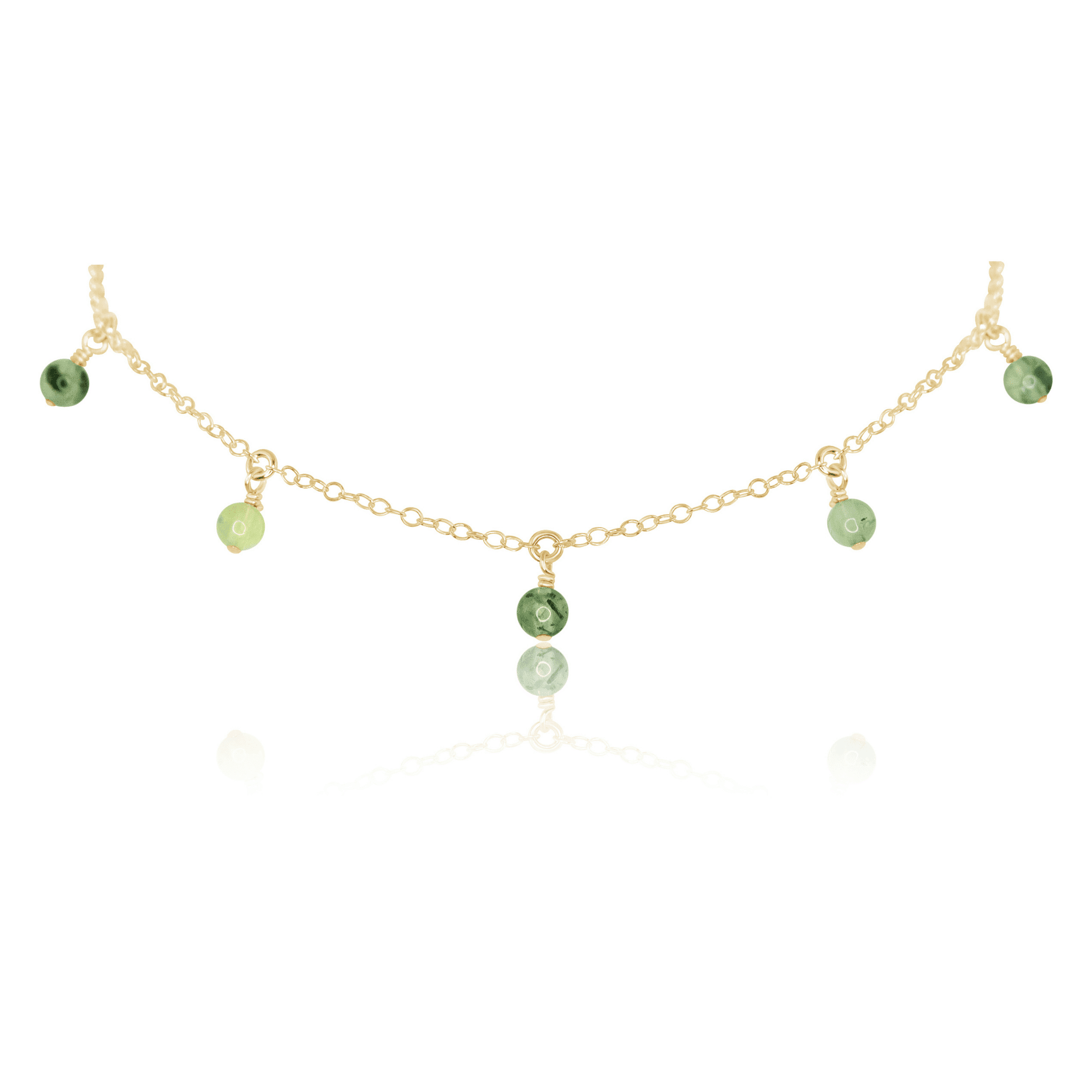 Prehnite Bead Drop Choker - Prehnite Bead Drop Choker - 14k Gold Fill - Luna Tide Handmade Crystal Jewellery
