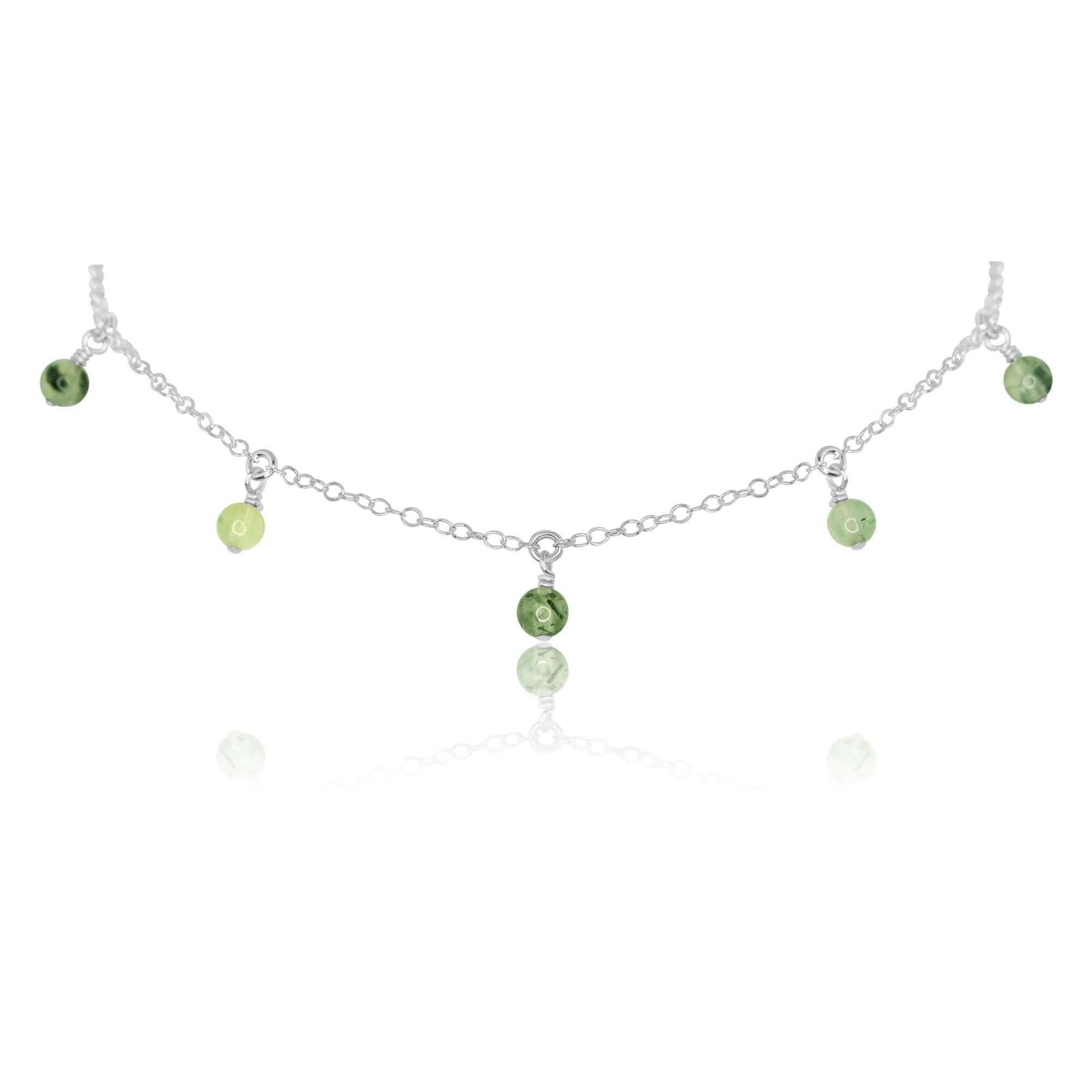 Prehnite Bead Drop Choker - Prehnite Bead Drop Choker - Sterling Silver - Luna Tide Handmade Crystal Jewellery