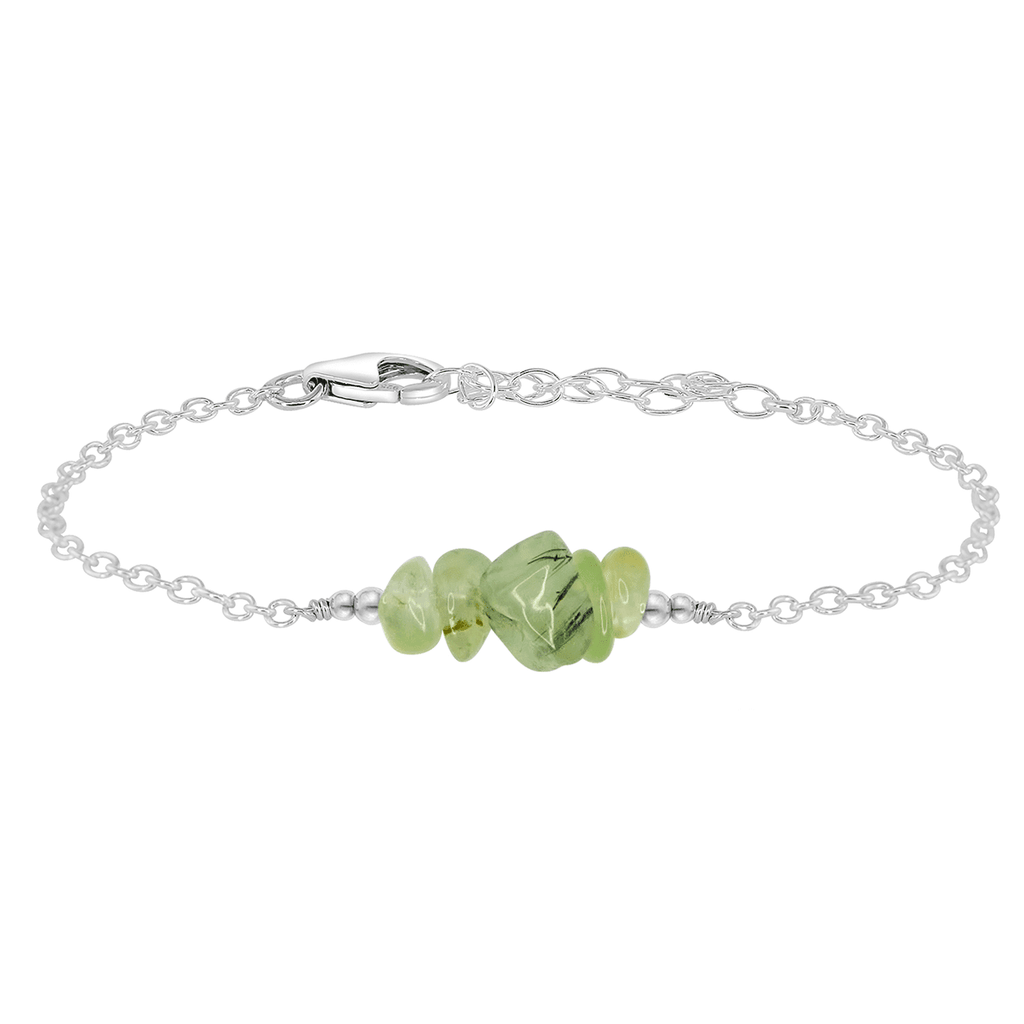 Prehnite Chip Bead Bar Bracelet - Prehnite Chip Bead Bar Bracelet - Sterling Silver - Luna Tide Handmade Crystal Jewellery