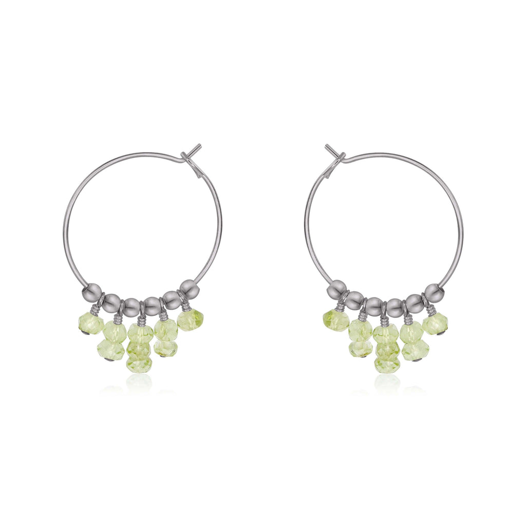Prehnite Statement Hoop Earrings - Prehnite Statement Hoop Earrings - Stainless Steel - Luna Tide Handmade Crystal Jewellery