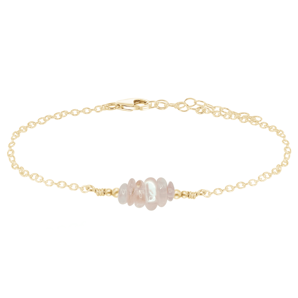 Rainbow moonstone Chip Bead Bar Anklet - Rainbow moonstone Chip Bead Bar Anklet - 14k Gold Fill - Luna Tide Handmade Crystal Jewellery