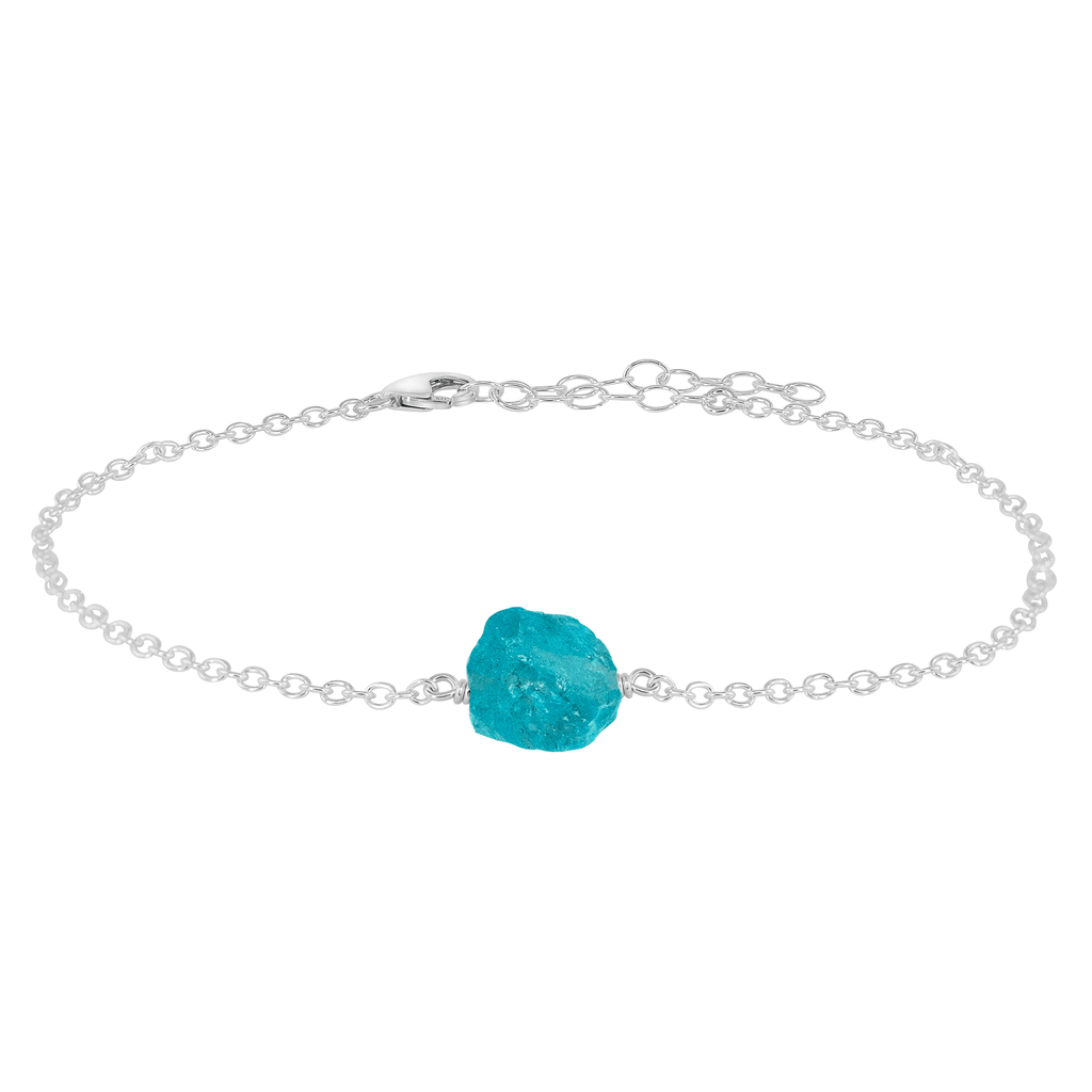 Raw Apatite Crystal Nugget Anklet - Raw Apatite Crystal Nugget Anklet - Sterling Silver - Luna Tide Handmade Crystal Jewellery
