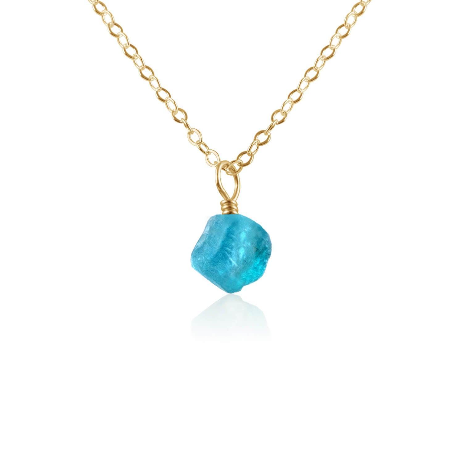 Raw Apatite Natural Crystal Pendant Necklace - Raw Apatite Natural Crystal Pendant Necklace - 14k Gold Fill / Cable - Luna Tide Handmade Crystal Jewellery