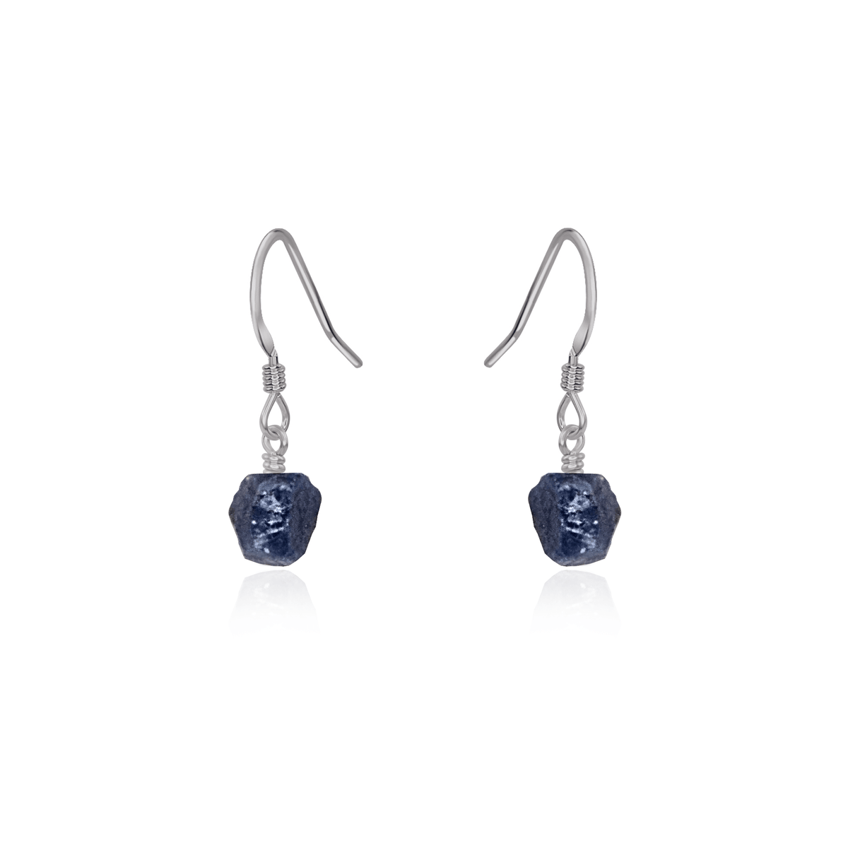 Raw Blue Sapphire Crystal Dangle Drop Earrings - Raw Blue Sapphire Crystal Dangle Drop Earrings - Stainless Steel - Luna Tide Handmade Crystal Jewellery
