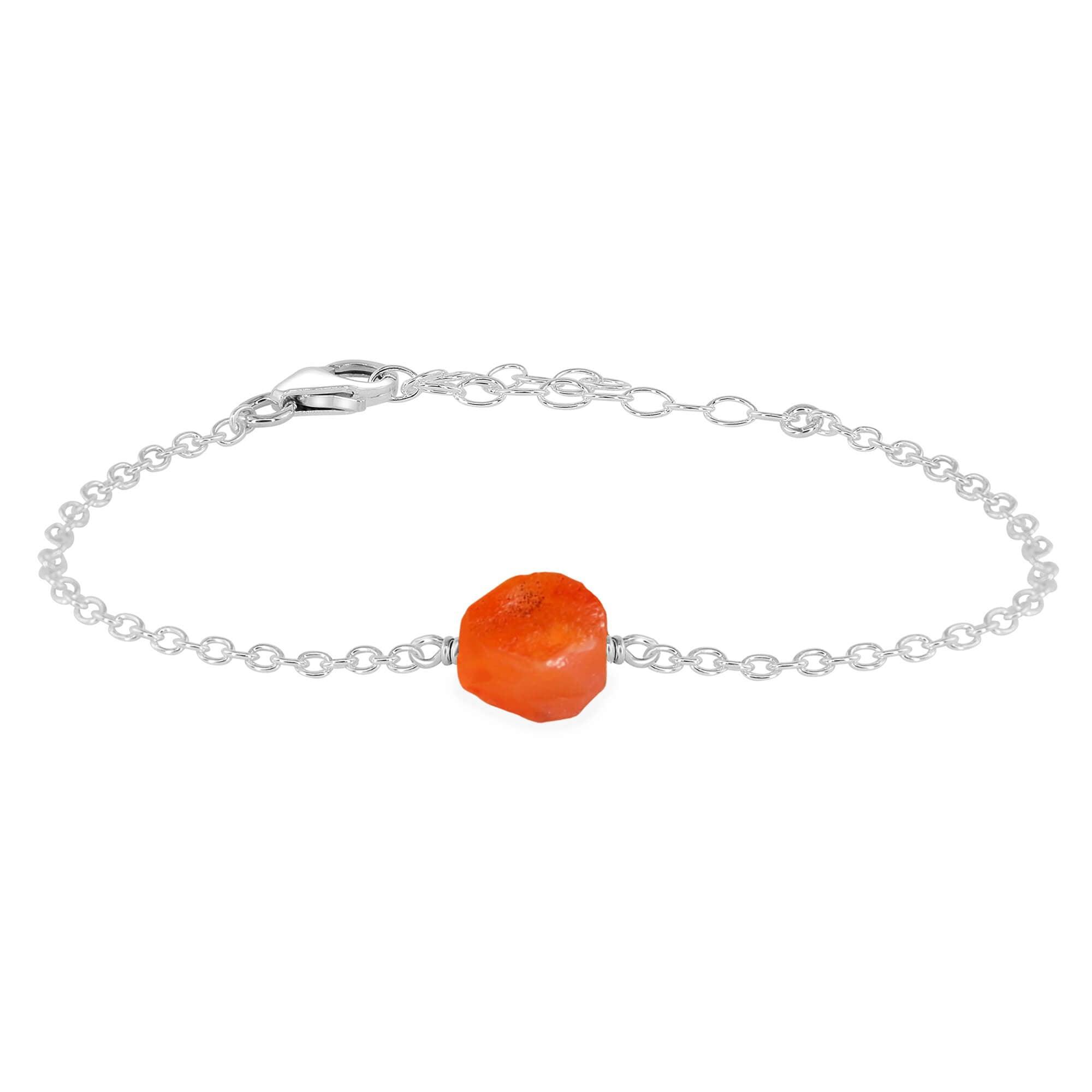 Raw Carnelian Crystal Nugget Bracelet - Raw Carnelian Crystal Nugget Bracelet - Sterling Silver - Luna Tide Handmade Crystal Jewellery