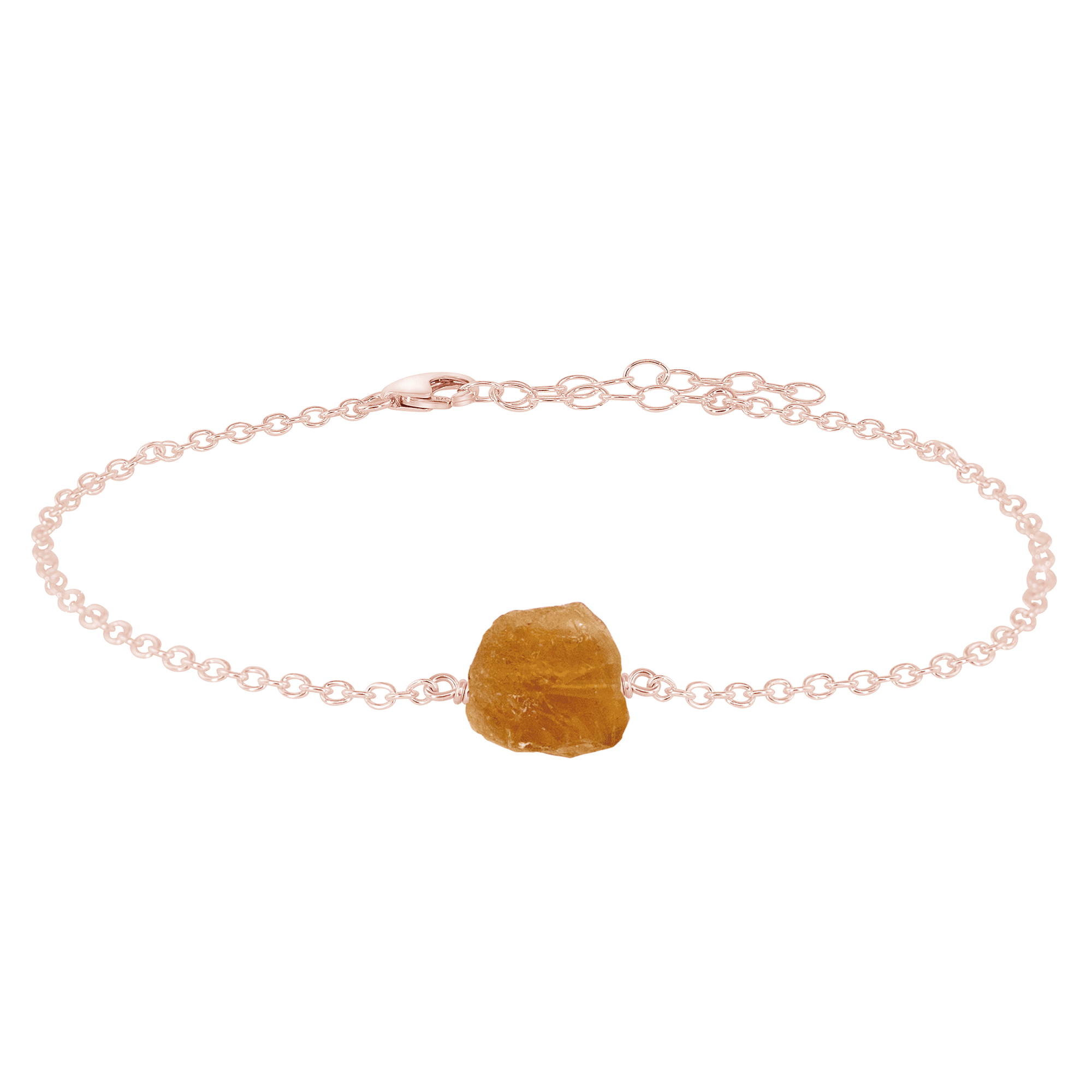 Raw Citrine Crystal Nugget Anklet - Raw Citrine Crystal Nugget Anklet - 14k Rose Gold Fill - Luna Tide Handmade Crystal Jewellery