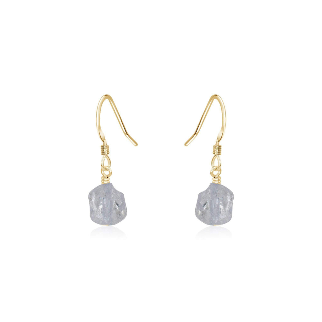 Raw Clear Crystal Quartz Crystal Dangle Drop Earrings - Raw Clear Crystal Quartz Crystal Dangle Drop Earrings - 14k Gold Fill - Luna Tide Handmade Crystal Jewellery