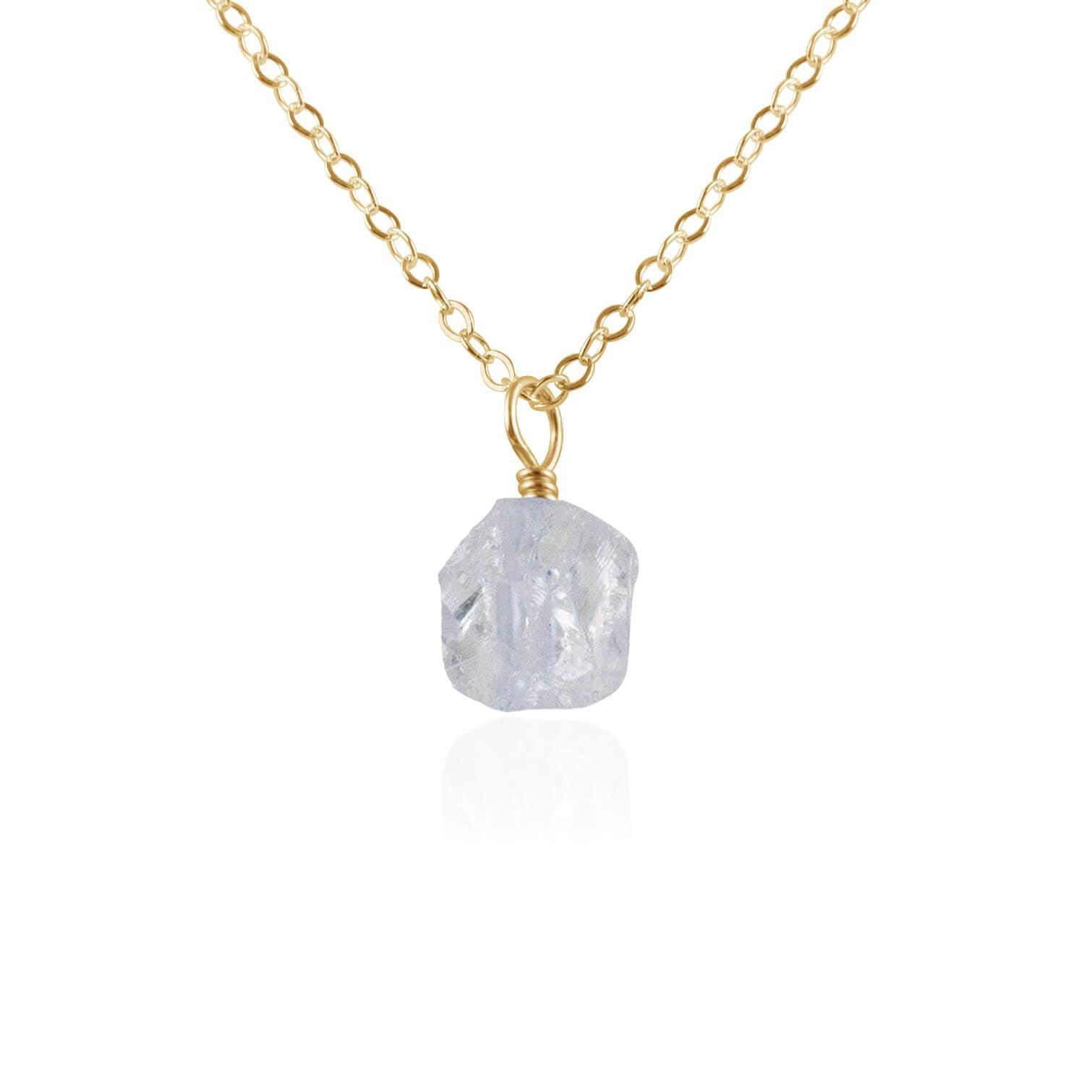 Raw Crystal Quartz Natural Crystal Pendant Necklace - Raw Crystal Quartz Natural Crystal Pendant Necklace - 14k Gold Fill / Cable - Luna Tide Handmade Crystal Jewellery