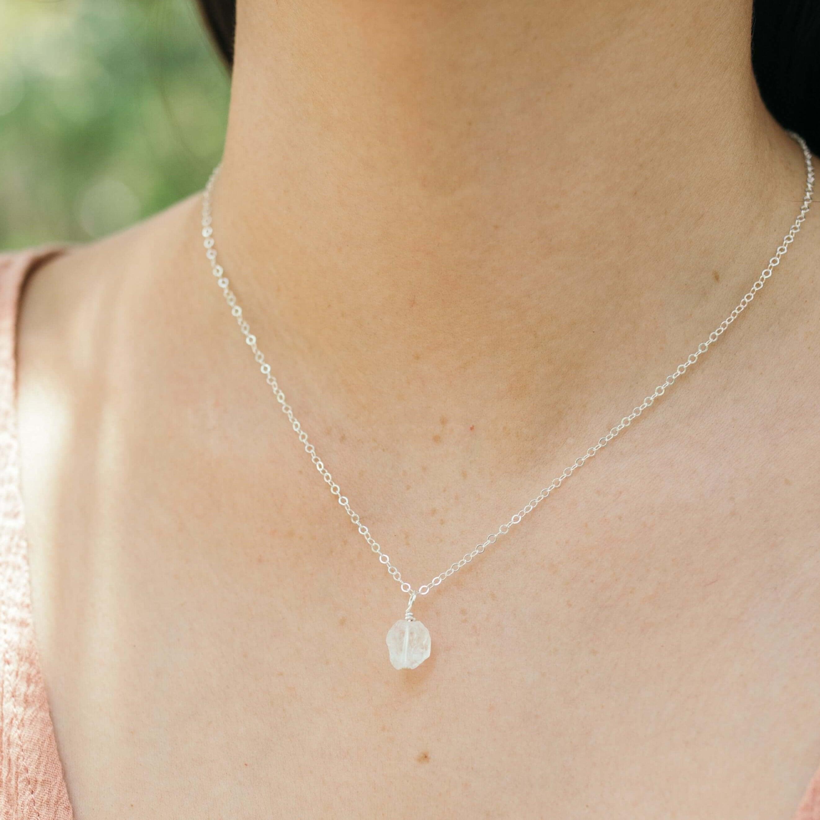 Raw Crystal Quartz Natural Crystal Pendant Necklace - Raw Crystal Quartz Natural Crystal Pendant Necklace - 14k Gold Fill / Satellite - Luna Tide Handmade Crystal Jewellery