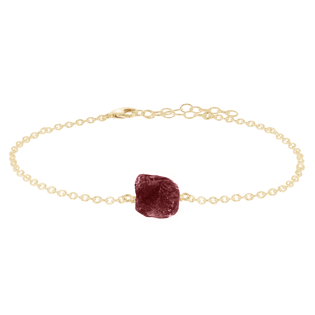 Raw Earth Red Ruby Crystal Nugget Anklet - Raw Earth Red Ruby Crystal Nugget Anklet - 14k Gold Fill - Luna Tide Handmade Crystal Jewellery