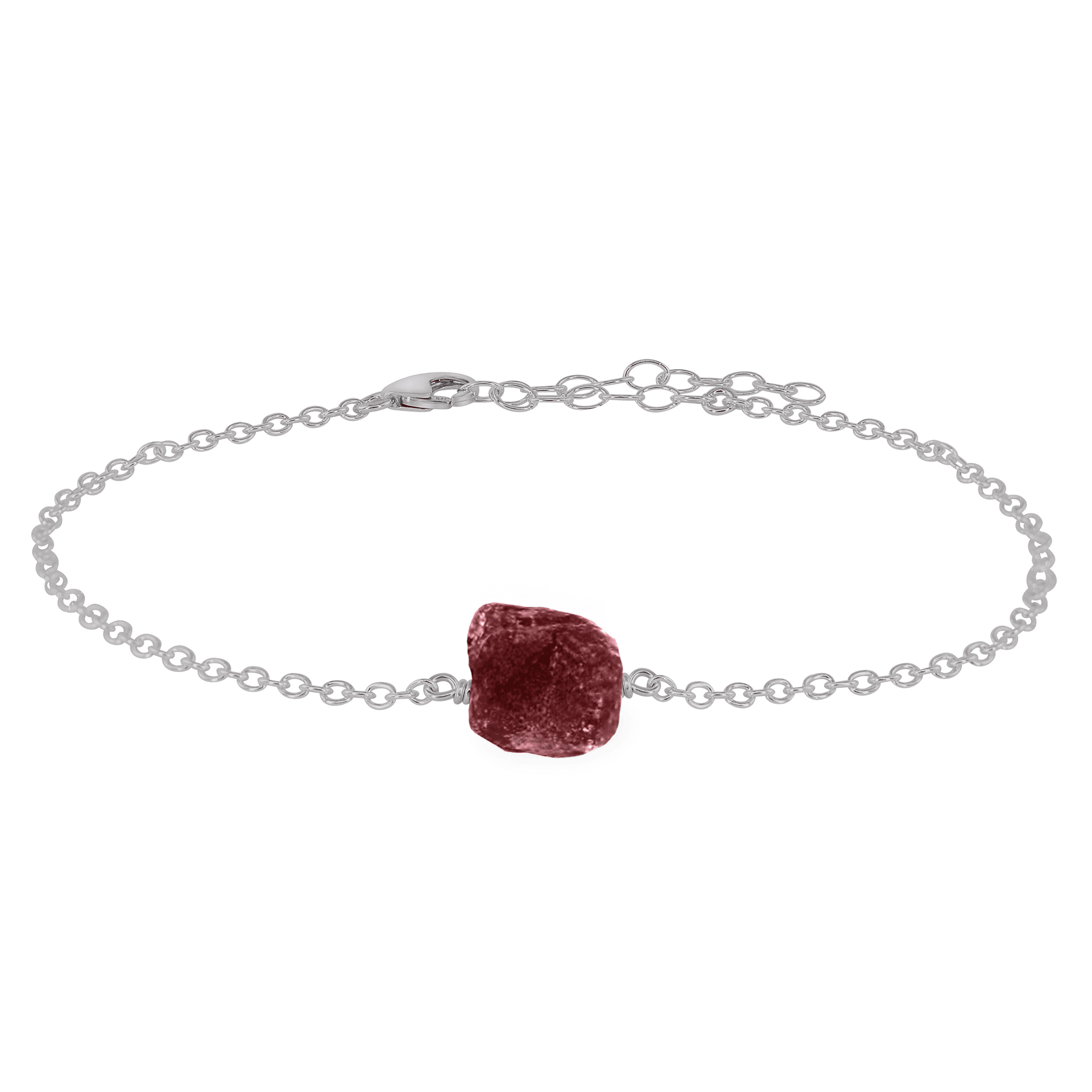 Raw Earth Red Ruby Crystal Nugget Anklet - Raw Earth Red Ruby Crystal Nugget Anklet - Stainless Steel - Luna Tide Handmade Crystal Jewellery