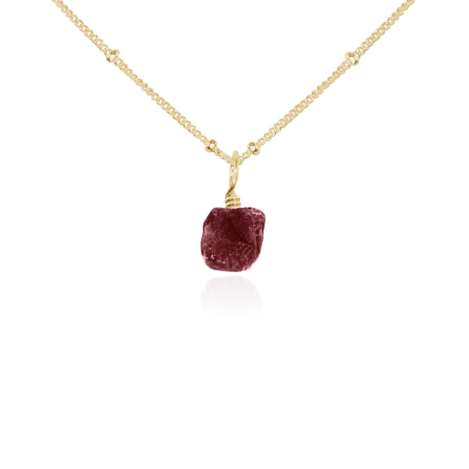 Raw Earth Red Ruby Natural Crystal Pendant Necklace - Raw Earth Red Ruby Natural Crystal Pendant Necklace - 14k Gold Fill / Satellite - Luna Tide Handmade Crystal Jewellery