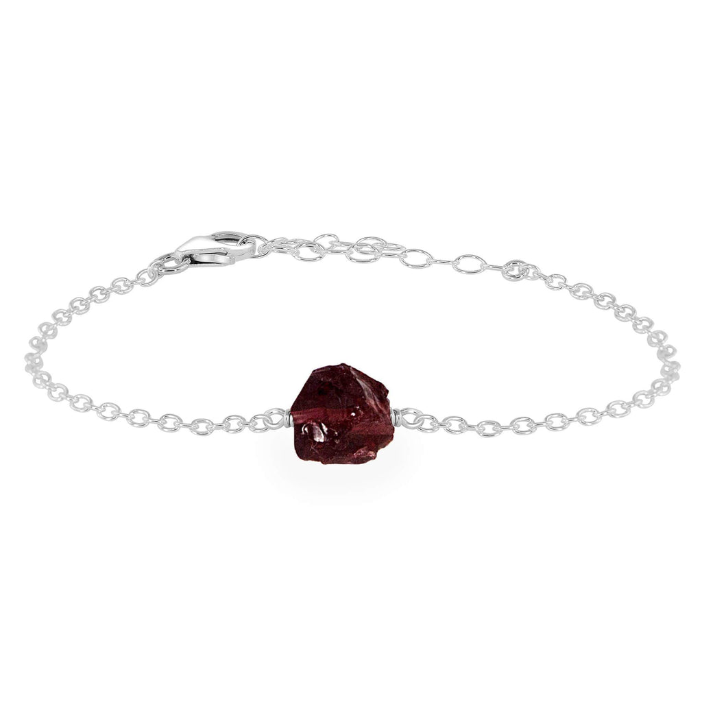 Raw Garnet Crystal Nugget Bracelet - Raw Garnet Crystal Nugget Bracelet - Sterling Silver - Luna Tide Handmade Crystal Jewellery