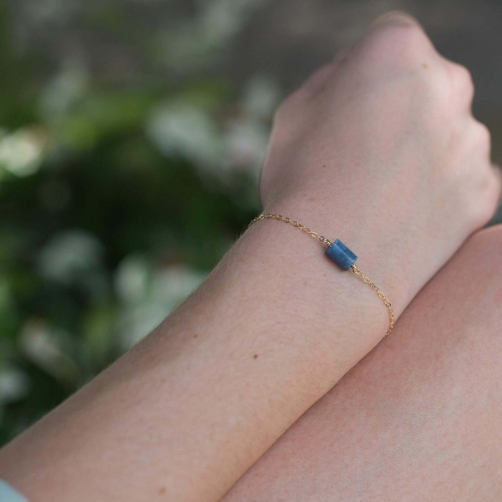 Raw Kyanite Crystal Nugget Bracelet - Raw Kyanite Crystal Nugget Bracelet - Sterling Silver - Luna Tide Handmade Crystal Jewellery