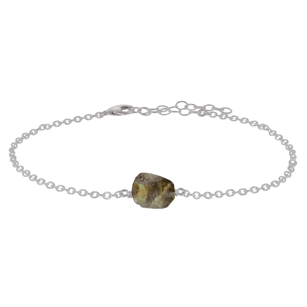 Raw Labradorite Crystal Nugget Anklet - Raw Labradorite Crystal Nugget Anklet - Stainless Steel - Luna Tide Handmade Crystal Jewellery