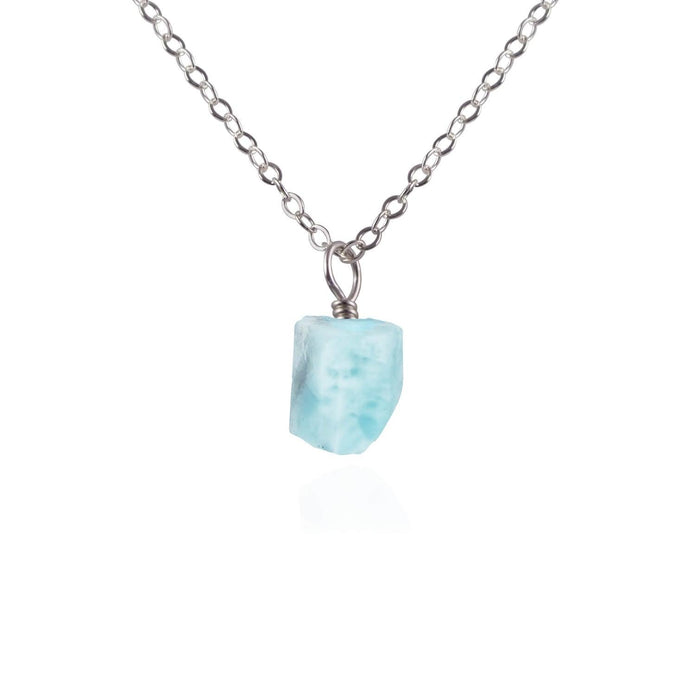 Raw Larimar Natural Crystal Pendant Necklace - Raw Larimar Natural Crystal Pendant Necklace - Stainless Steel / Cable - Luna Tide Handmade Crystal Jewellery