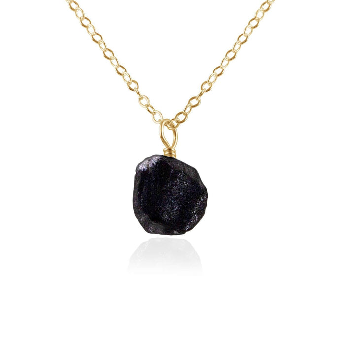 Raw Obsidian Natural Crystal Pendant Necklace - Raw Obsidian Natural Crystal Pendant Necklace - 14k Gold Fill / Cable - Luna Tide Handmade Crystal Jewellery