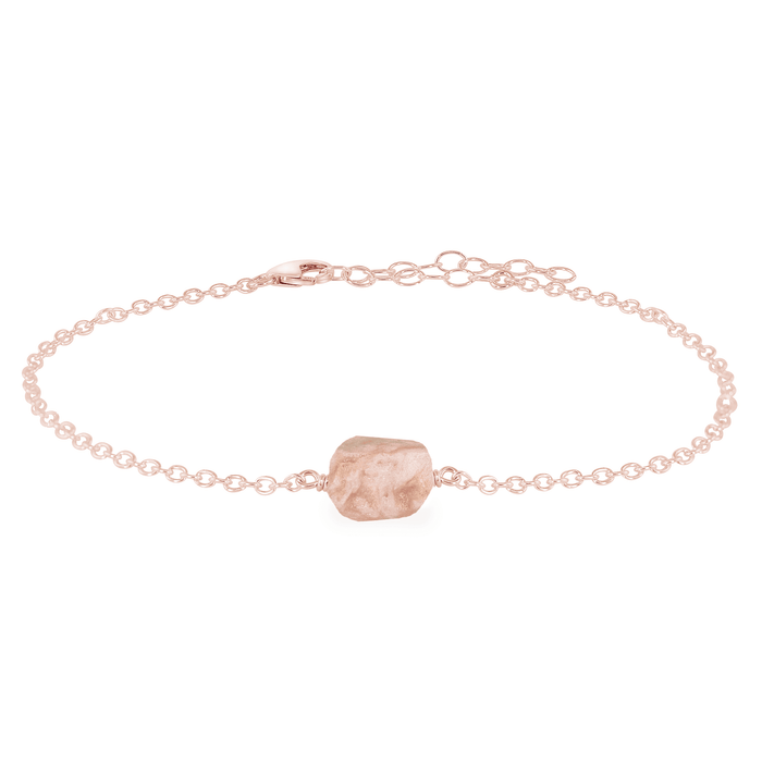 Raw Pink Peruvian Opal Crystal Nugget Anklet - Raw Pink Peruvian Opal Crystal Nugget Anklet - 14k Rose Gold Fill - Luna Tide Handmade Crystal Jewellery