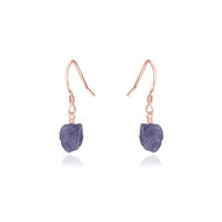 Raw Purple Tanzanite Crystal Dangle Drop Earrings - Raw Purple Tanzanite Crystal Dangle Drop Earrings - 14k Rose Gold Fill - Luna Tide Handmade Crystal Jewellery