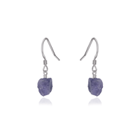 Raw Purple Tanzanite Crystal Dangle Drop Earrings - Raw Purple Tanzanite Crystal Dangle Drop Earrings - Stainless Steel - Luna Tide Handmade Crystal Jewellery