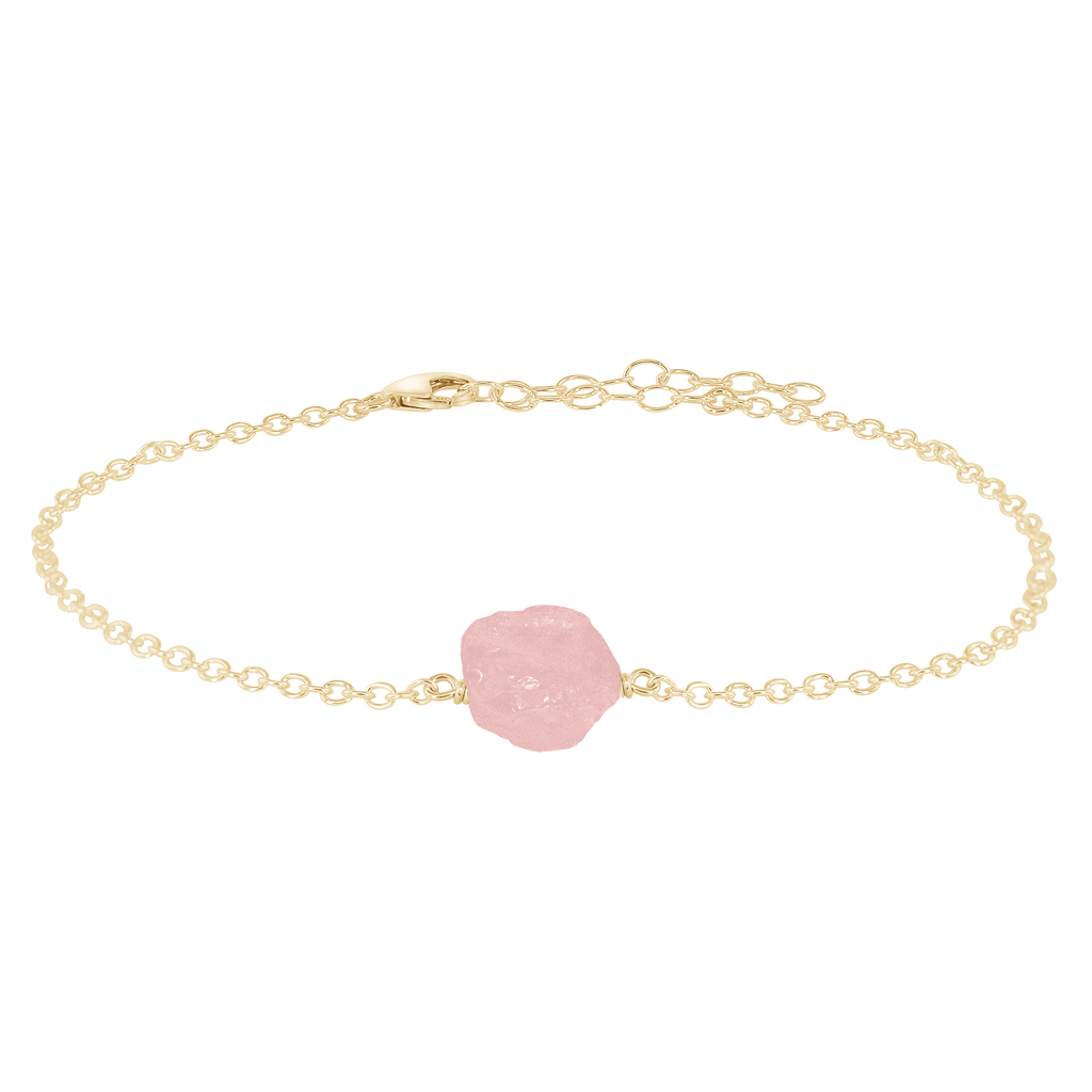 Raw Rose Quartz Crystal Nugget Anklet - Raw Rose Quartz Crystal Nugget Anklet - 14k Gold Fill - Luna Tide Handmade Crystal Jewellery