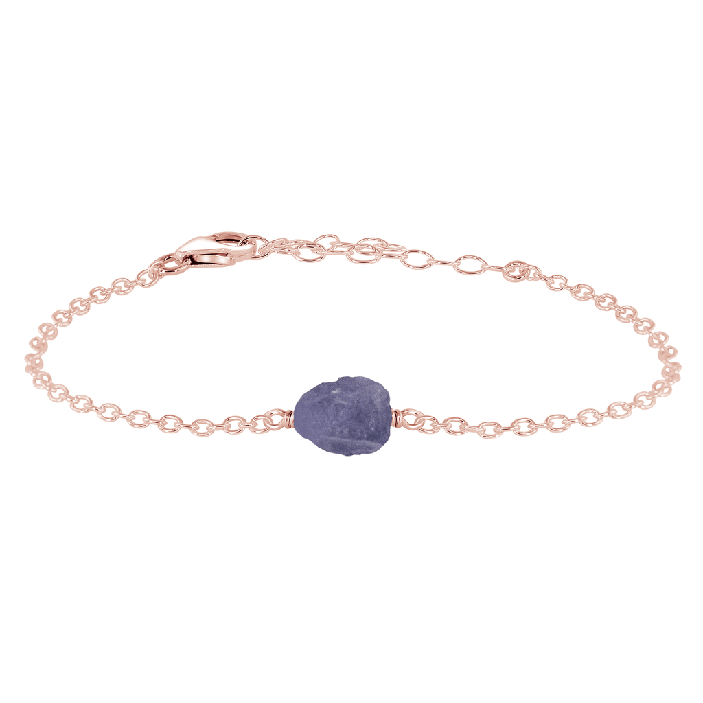 Raw Tanzanite Crystal Nugget Bracelet - Raw Tanzanite Crystal Nugget Bracelet - Sterling Silver - Luna Tide Handmade Crystal Jewellery