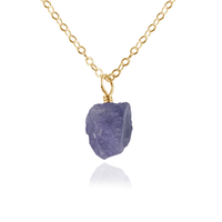 Raw Tanzanite Natural Crystal Pendant Necklace - Raw Tanzanite Natural Crystal Pendant Necklace - 14k Gold Fill / Cable - Luna Tide Handmade Crystal Jewellery