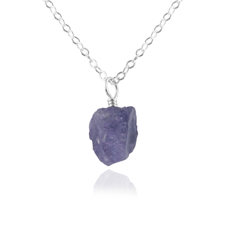 Raw Tanzanite Natural Crystal Pendant Necklace - Raw Tanzanite Natural Crystal Pendant Necklace - Sterling Silver / Cable - Luna Tide Handmade Crystal Jewellery