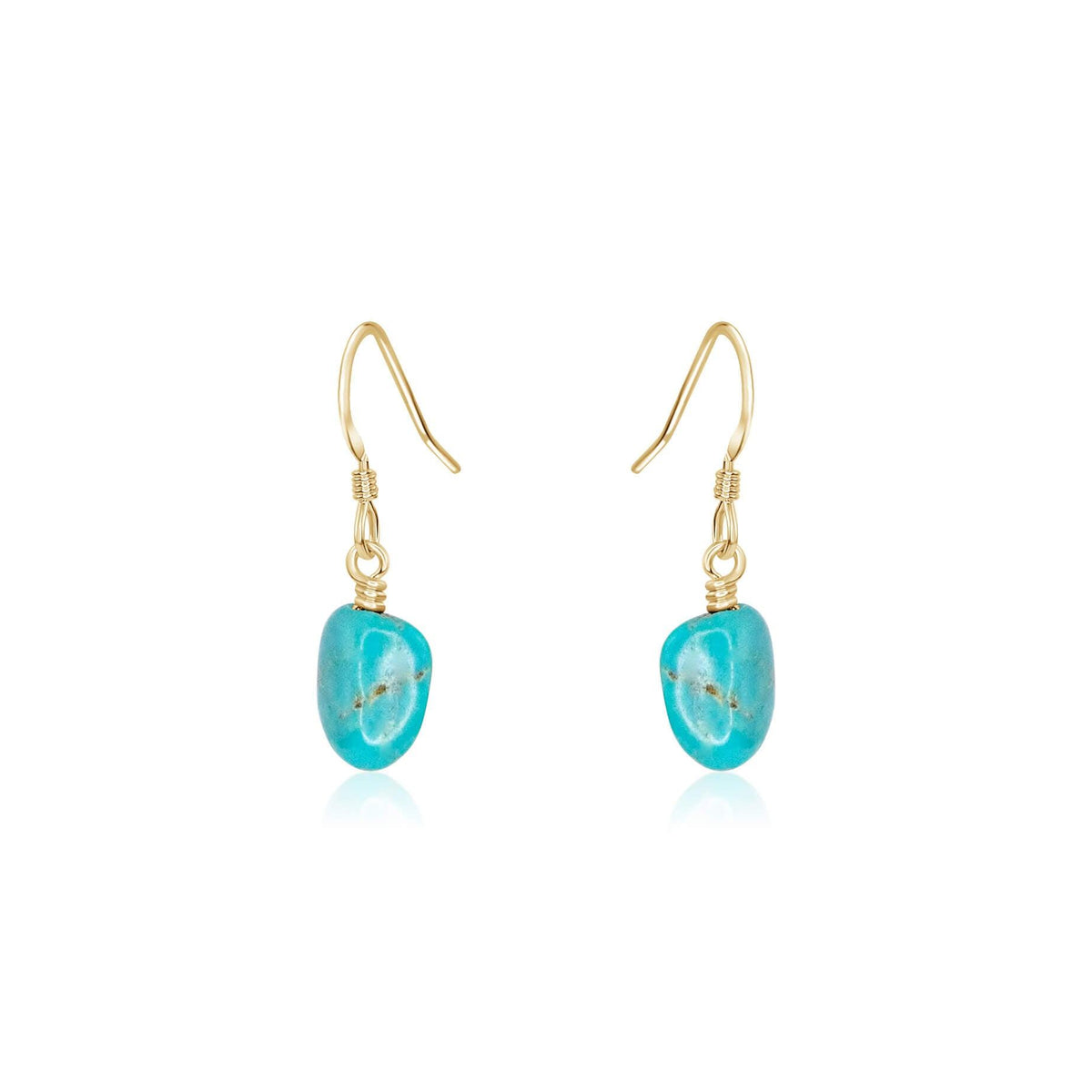 Raw Nugget Earrings - Turquoise - 14K Gold Fill - Luna Tide Handmade Jewellery