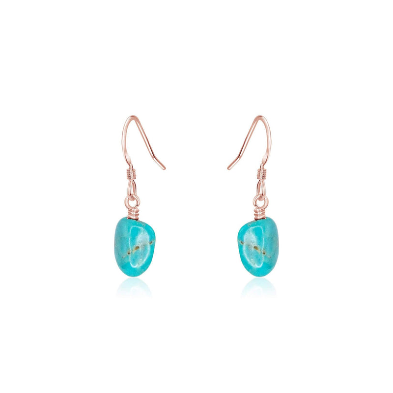 Raw Nugget Earrings - Turquoise - 14K Rose Gold Fill - Luna Tide Handmade Jewellery