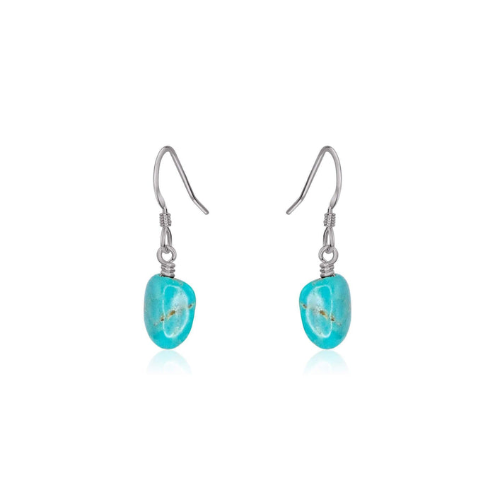 Raw Turquoise Crystal Dangle Drop Earrings - Raw Turquoise Crystal Dangle Drop Earrings - Stainless Steel - Luna Tide Handmade Crystal Jewellery