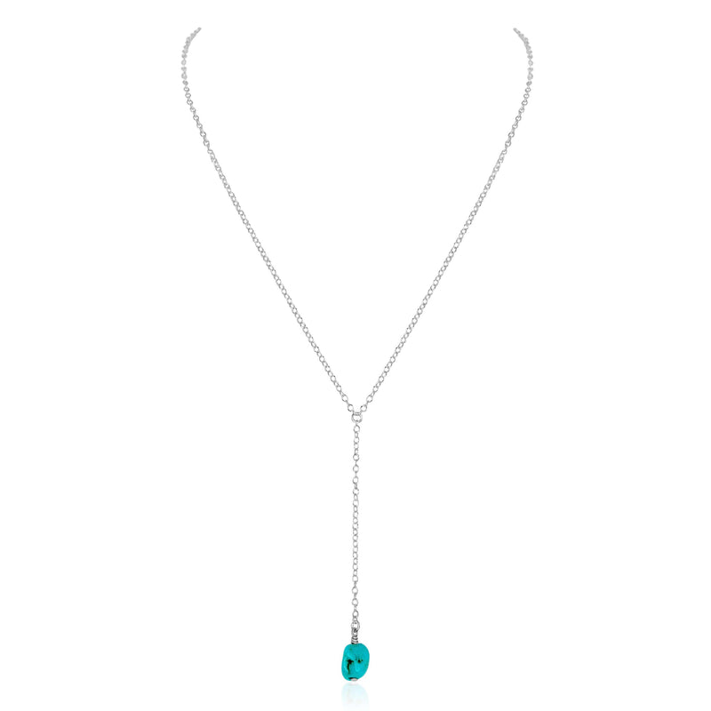 Raw Nugget Lariat - Turquoise - Sterling Silver - Luna Tide Handmade Jewellery