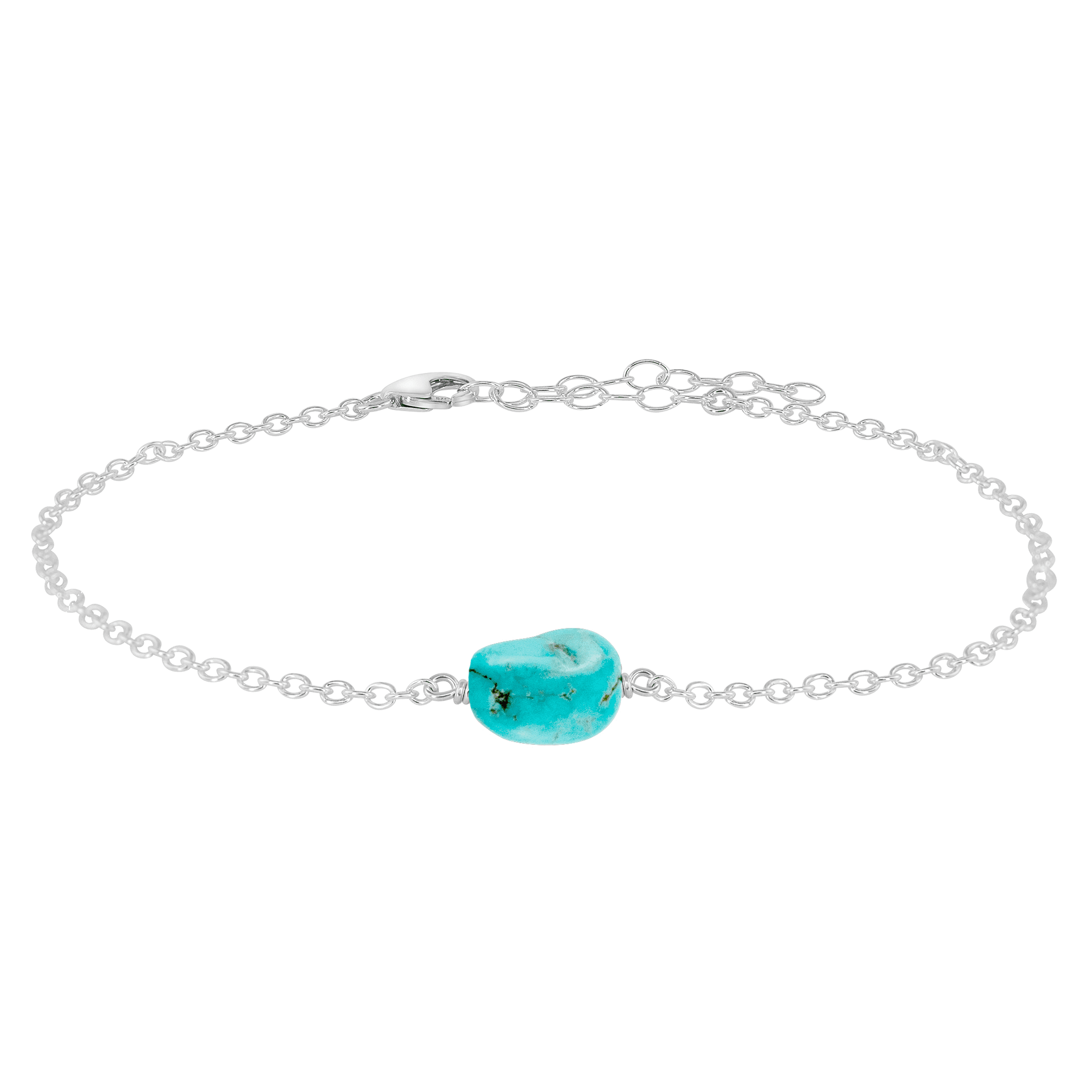 Raw Turquoise Crystal Nugget Anklet - Raw Turquoise Crystal Nugget Anklet - Sterling Silver - Luna Tide Handmade Crystal Jewellery