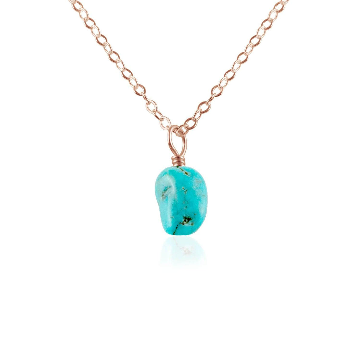 Raw Crystal Pendant Necklace - Turquoise - 14K Rose Gold Fill - Luna Tide Handmade Jewellery