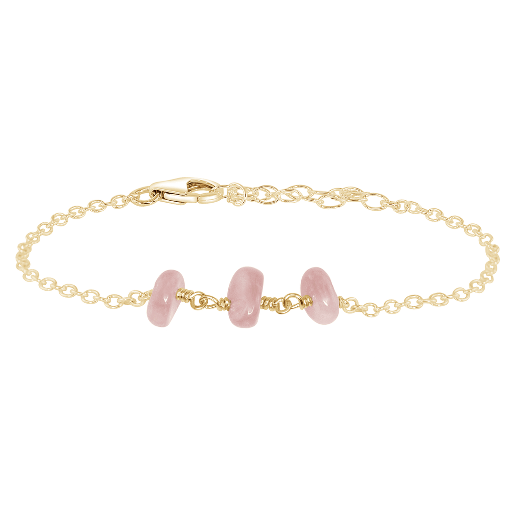 Rose Quartz Beaded Chain Bracelet - Rose Quartz Beaded Chain Bracelet - 14k Gold Fill - Luna Tide Handmade Crystal Jewellery